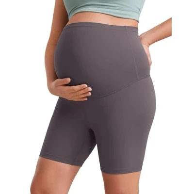 Abbildung von CRZ Yoga Damen Butterluxe Kurze Umstandsleggings Schwangerschaft Shorts Umstandsshorts Umstandshose Leggings 15cm Tornado 40
