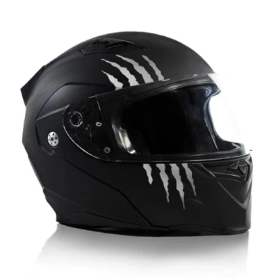 Abbildung von Finest Folia Kratzer Helm Aufkleber 2er Set 7,5x7,5cm Monster Sticker Kralle Deko für Motorrad Auto Motorradhelm Kratzspuren selbstklebend wasserfest K173 (Silber)