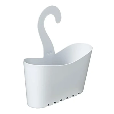 Abbildung von TATAY Duschkorb mit Haken, Polypropylen, Multifunktionskorb, Ermöglicht das Aufhängen des Korbes in der Dusche, Weiß, Maße 25 x 9 28 cm