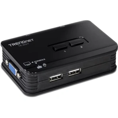 Abbildung von TRENDnet TK 207K 2 Port USB KVM Switch und Kabelsatz, Geräteüberwachung, Auto Scan, Akustische Rückmeldung, 1.1, Windows, Linux, blau