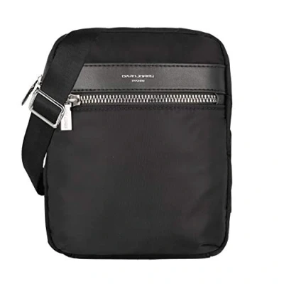 Abbildung von David Jones Herren Umhängetasche Klein Nylon Schultertasche Mann Messenger Crossbody Bag Viele Taschen Fächer Handtasche Herrentasche Reise Sport City Business Arbeit Tasche Elegante Schwarz