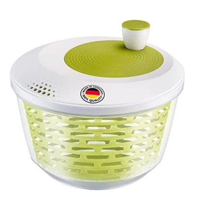Abbildung von Westmark Salatschleuder, Fassungsvermögen: 4,4 Liter, ø 23,5 cm, Kunststoff, BPA frei, Spinderella, Farbe: Transparent/Weiß/Grün, 2430224A