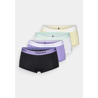 Abbildung von Pieces Pclogo LADY Solid 4 PACK Panties, Damen, Größe: XS, Purple/black/white/pale banana