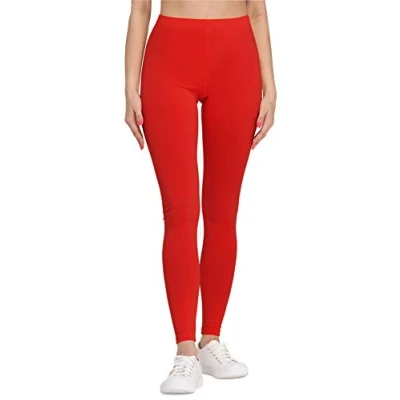 Abbildung von Bellivalini Leggings Damen aus Viskose Ganzjährig Bequeme Bekleidung für tägliches Tragen oder Sport BLV50 147 (Rot, L)
