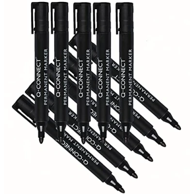 Abbildung von Q CONNECT KF26045 Permanentmarker Rundspitze Schwarz / 1,5 3mm 10 Stück/Strichlänge: 300m