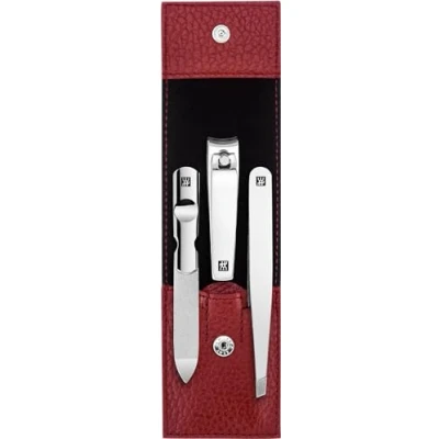 Abbildung von ZWILLING Maniküreset (3 Teilig, Nagelpflege und Pediküre, Echt Leder Etui, mit Nagelknipser), Edelstahl Poliert, Rot