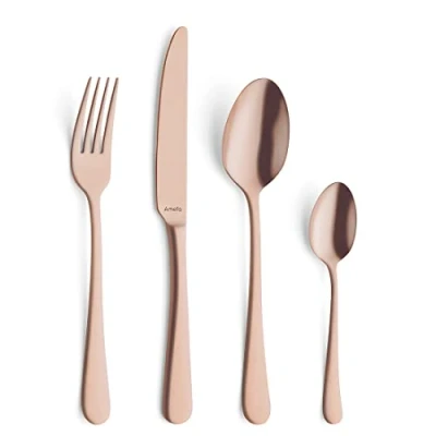 Abbildung von AMEFA AUSTIN Besteck Set 8 Personen (kupfer) 32 teilig PVD veredelt mattiertes Besteckset aus rostfreiem Edelstahl 18/0 in Kupferfarbe