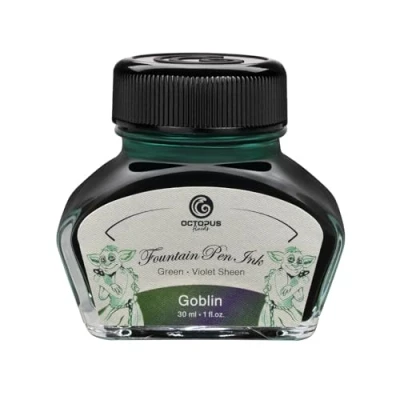 Abbildung von Octopus Fluids Goblin Sheen Ink, Füllhaltertinte im Tintenglas, Tinte, Grün, 30 ml