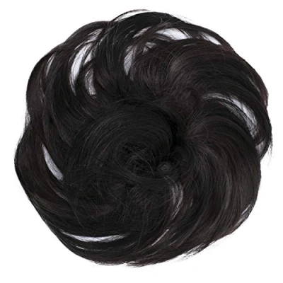 Abbildung von CAISHA Haargummi Bella Hochsteckfrisuren Haarteil Hochzeitfrisuren Voluminös Leicht Gewellt Hitzebeständige Kunstfaser DM17cm Dunkelbraun Mix G33B