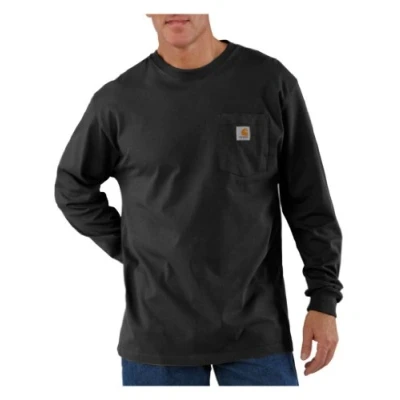 Abbildung von Carhartt Herren Loose Fit, schweres, langärmliges Pocket T Shirt mit Tasche, Schwarz, XL