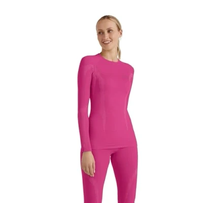 Abbildung von FALKE Damen Baselayer Shirt Wool Tech Round Neck W L/S SH Funktionsmaterial Wolle schnelltrocknend 1 Stück, Lila (Radiant Orchid 8692), L