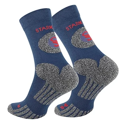 Abbildung von STARK SOUL Trekking Wandersocken für Damen &amp; Herren, 2 Paar Atmungsaktive Gepolsterte Outdoor Socken (Marine, 43 46)