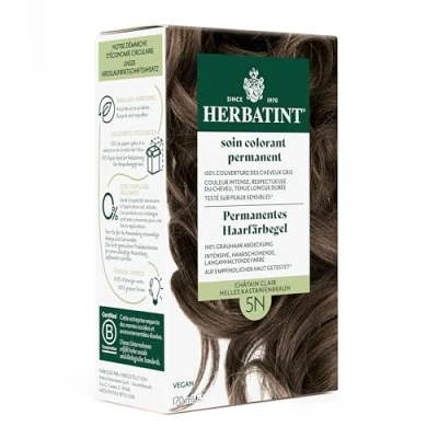 Abbildung von Herbatint Permanentes Haarfärbegel 5N Helles Kastanienbraun 170 ml I Ohne Ammoniak, 100% Grauhaarabdeckung Auf empfindlicher Haut getestet, mit 8 Pflanzenextrakten