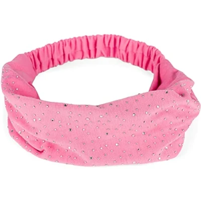 Abbildung von styleBREAKER Damen Haarband mit Strass und Gummizug, Stirnband, Headband, Haarschmuck 04026016 (One Size, Rosa)