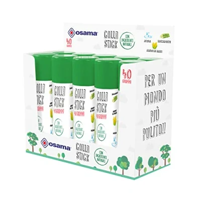 Abbildung von Osama Klebestift Extra Stark, 10 Stück, 40 g Set, Ideal für Schul und Schreibbedarf, Büro Uni gleitend, resistent Kinder geeignet, klassische Natural