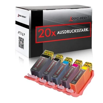 Abbildung von Logic Seek 20 Druckerpatronen mit CHIP und Füllstandsanzeige für Canon Pixma iP4850, MG5150, MG5250, MG6150, MG8150 kompatibel PGI 525BK, CLI 526C, 526M, 526Y 526BK