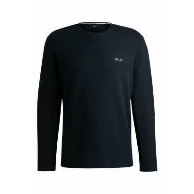 Abbildung von BOSS Waffle Nachtwäsche Shirt, Herren, Größe: XL, Dark blue three