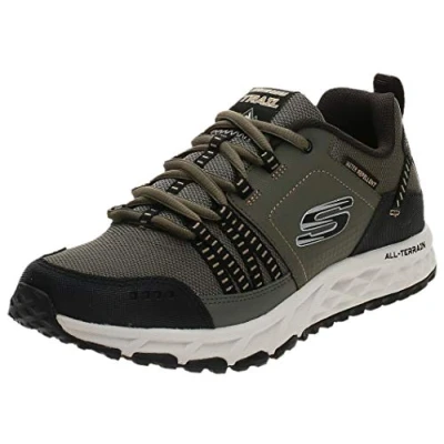 Abbildung von Skechers Herren Escape Plan Sneaker, Green Olive Leather Mesh Black Trim Olbk, 46 EU