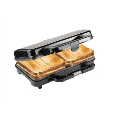 Abbildung von Bestron XL Sandwichmaker, Sandwich Toaster für 2 Sandwiches in Muschelform, ideal American Sandwich, inkl. automatischer Temperaturregelung &amp; Bereitschaftsanzeige, Farbe: Beige