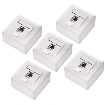 Abbildung von deleyCON 5x CAT6a Universal Netzwerkdose 1x RJ45 Port Geschirmt Aufputz oder Unterputz 10 Gigabit Ethernet Netzwerk EIA/TIA 568A&amp;B Weiß