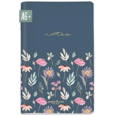 Abbildung von paper&amp;you® Notizheft A6+ dotted &quot;Flying Flowers&quot; mit 64 Seiten, Notizbuch klein, Mini Bullet Journal nachhaltig &amp; klimafreundlich
