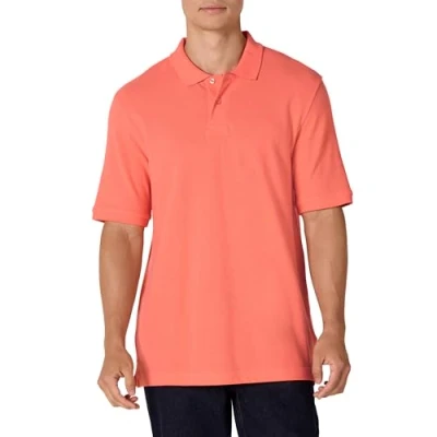Abbildung von Amazon Essentials Herren Polohemd mit normaler Passform aus Baumwollpiqué (erhältlich in Big &amp; Tall), Korallenorange, XL