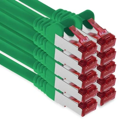 Abbildung von 1aTTack.de 10x 1m CAT6 Patchkabel S/FTP PIMF Schirmung CAT.6 RJ45 Netzwerkkabel Ethernetkabel DSL LAN Router Switch Modem Patchfeld grün 10 Stück