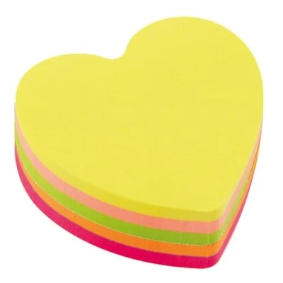 Abbildung von D.RECT 110799 Haftnotizwürfel Super Sticky Notes Notiz Klebezettel Selbstklebende Haftnotizzettel in 70x70mm 400 Blatt Herz Neon