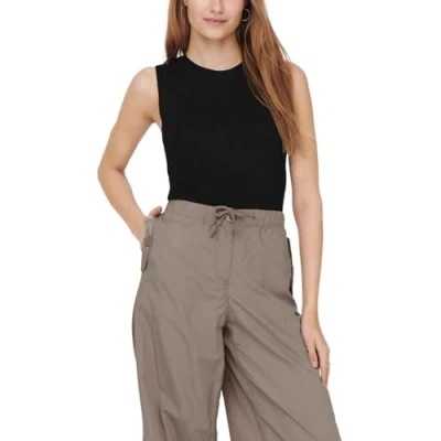Abbildung von ONLY Damen Geripptes Cropped Top Kurzes T Shirt Rundhals Oberteil Ärmellos ONLMAJLI