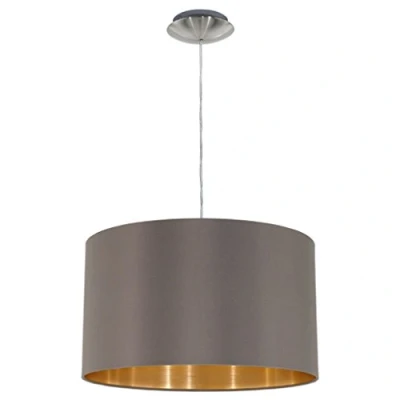 Abbildung von Eglo 31603 Hängeleuchte MASERLO Textil cappuccino, gold E27 1X60W H:110cm Ø38cm dimmbar