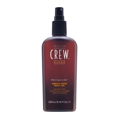 Abbildung von AMERICAN CREW Medium Hold Spray Gel, 250 ml, Stylingspray für Männer, Sprühfestiger mittelstarken Halt &amp; natürlichen Glanz, Styling und Finish Haarprodukt, Pflege Feuchtigkeit fürs Haar