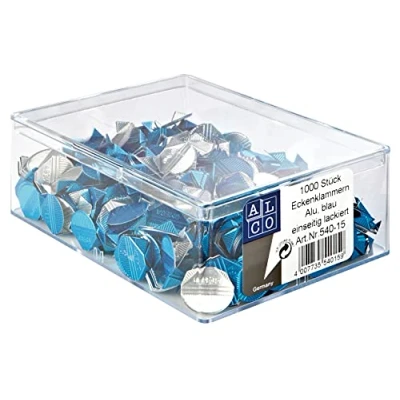 Abbildung von Alco Albert 540 15 Eckenklammern aus Aluminium, 1000 Stück, blau lackiert