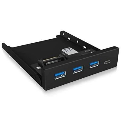 Abbildung von ICY BOX 60432 USB 3 Frontpanel, 1x C, 3x A, 3,5 Zoll intern, Metall, schwarz