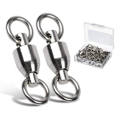 Abbildung von 9Tong Ball Bearing Wirbel Geschweißt Ringe, Wallerwirbel Meereswirbel Salzwasserfest Spaltring Angelausrüstung Zubehör Köder Anschluss 25pcs 55lbs