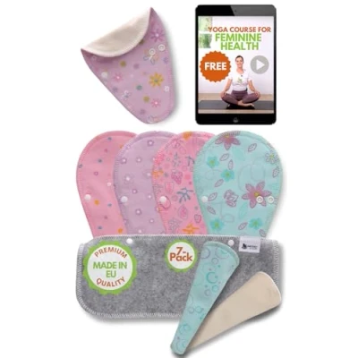 Abbildung von Slipeinlagen waschbar bio Baumwolle TANGA; 7 Pack (Größe S) STRING Waschbare dünn MADE IN EU; wiederverwendbare Stoff Slipeinlagen; Washable Panty Liners für Ausfluss; NICHT bei Periode.
