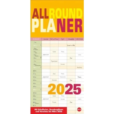 Abbildung von Allroundplaner bunt 2025: Praktischer Wandplaner mit 5 Spalten. Wandkalender Schulferien und 3 Monats Ausblick. Termin Kalender 2025. 21 x 45 cm. (Bürokalender Heye)