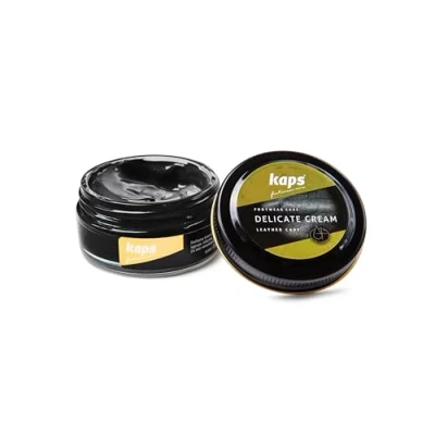 Abbildung von Kaps Professional Schuhpflege Delicate Cream Schuhcreme &amp; Pflegemittel zur Reinigung und Auffrischung von Naturleder Synthetik (50ml) (118 Schwarz)