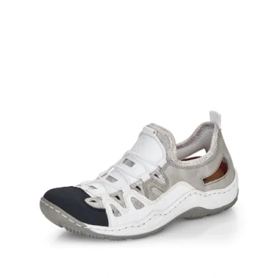 Abbildung von Rieker Sportlicher Schnürer, Damen, Größe: 41, Pacific white cement silverflower Hochwertiges lederimitat
