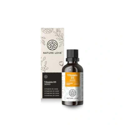 Abbildung von NATURE LOVE® Vitamin D3 5000 (50ml flüssig) Laborgeprüfte I.E. pro Tropfen in MCT Öl aus Kokos D hochdosiert hoch bioverfügbar, sehr hohe Stabilität Deutschland produziert