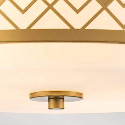 Abbildung von Elstead Lighting ZIGGY F M LG Deckenleuchte E27 2x60W Stahl Gold lackiert, Glas H:22.9cm Ø40.6cm dimmbar