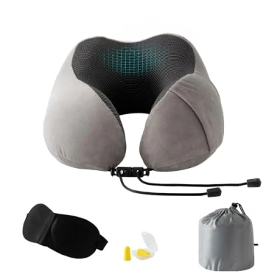 Abbildung von Good Nite Nackenkissen Flugzeug Nackenhörnchen Reisekissen Erwachsene Auto Zuhause Kissen Kopfkissen Ergonomisches Memory Foam waschbar mit schmalem Rückenteil Einstellbar Grau