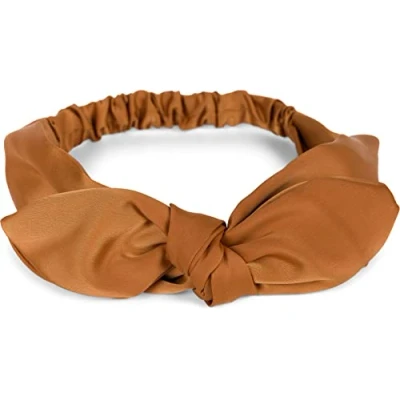 Abbildung von styleBREAKER Damen Haarband einfarbig mit Schleife und Gummizug, Stirnband, Headband, Pinup, Rockabilly, Haarschmuck 04026035, Farbe:Cognac