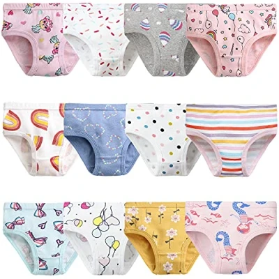 Abbildung von Adorel Mädchen Unterhosen Slips Reine Baumwolle 12er Pack Tupfen &amp; Ballon Blumen Herzchen 110 116 (Herstellergröße 120)