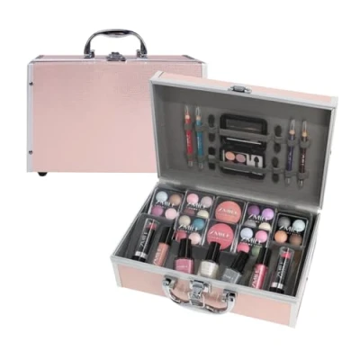 Abbildung von ZMILE COSMETICS EYE CATCHER rosa Kosmetikkoffer vegane Kosmetik mit Schminke Make Up Set für unterwegs, zum Reisen und Verschenken