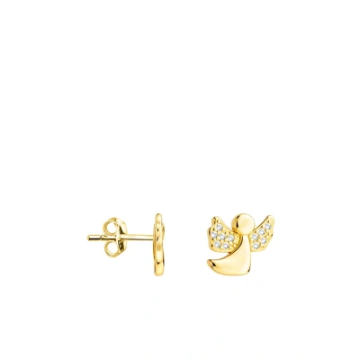 Abbildung von SOFIA MILANI Damen Ohrringe 925 Silber vergoldet/golden &amp; mit Zirkonia Steinen Engel Ohrstecker E2567