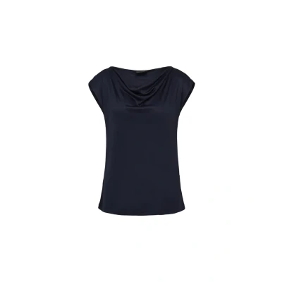 Abbildung von s.Oliver Black Label MIT Wasserfallausschnitt Tshirt print, Damen, Größe: 34, Navy