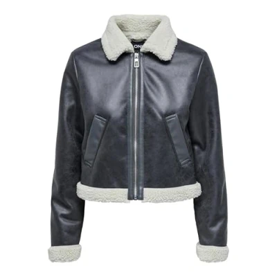 Abbildung von ONLY Damen ONLBETTY Bonded Zip Jacket CC OTW Bikerjacke, Magnet/Detail:Pumice Stone, XS