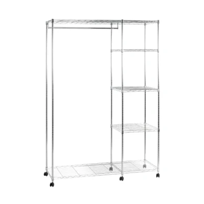 Abbildung von HAKU Möbel Rollgarderobe Chrom, Metall Maße: B 123 cm x H 181 T 45 cm, Style: Modern