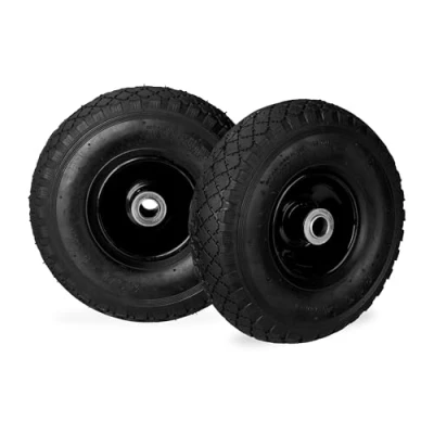Abbildung von Relaxdays Sackkarrenrad 3.00 4, 2er Set, luftbereift, bis 100 kg, 260 x 85 mm, Ersatzrad Sackkarre, Stahlfelge, schwarz, 2 Stück