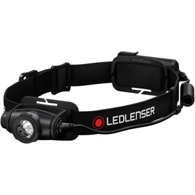Abbildung von Ledlenser H5 Core Stirnlampe LED, 350 Lumen, wasserdicht IP67, fokussierbar, schwenkbar, stufenlos dimmbar, 2xAA batteriebetrieben, Leuchtweite 160m, inkl. Batterien, Headlamp